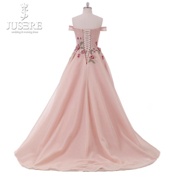 Floral Gown Off the Shoulder Straps Puffy A line Hand Made Floral Dress - Picture 9 of 10